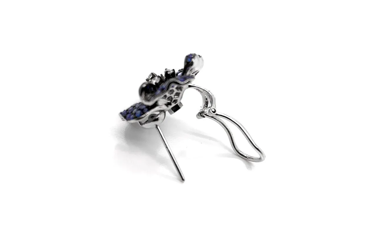 Earrings Flowers with Blue Sapphires Degrade & Diamonds