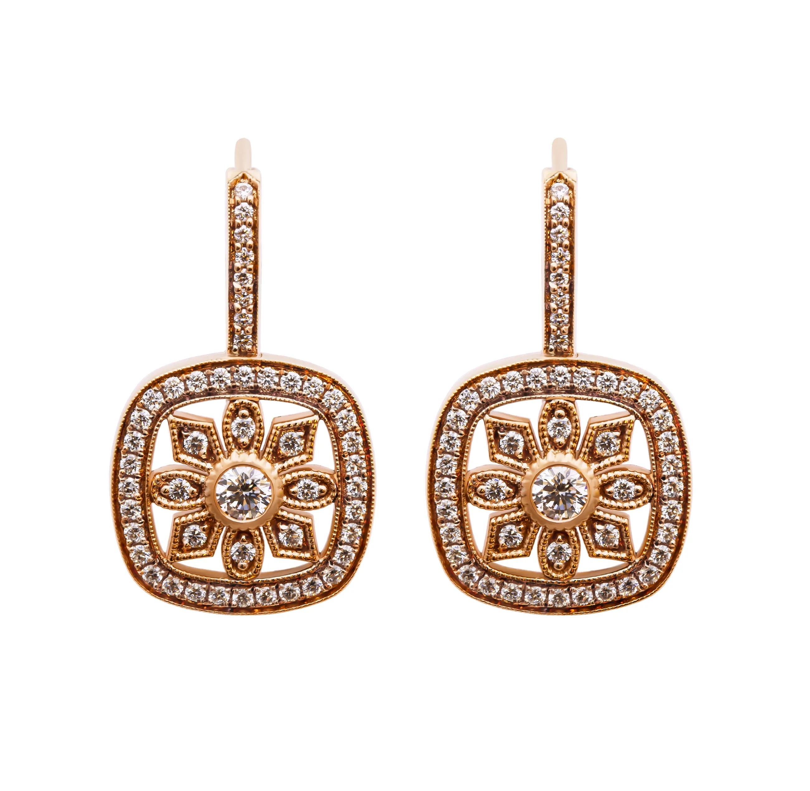 Earrings in 18K Rose Gold Art Deco Style