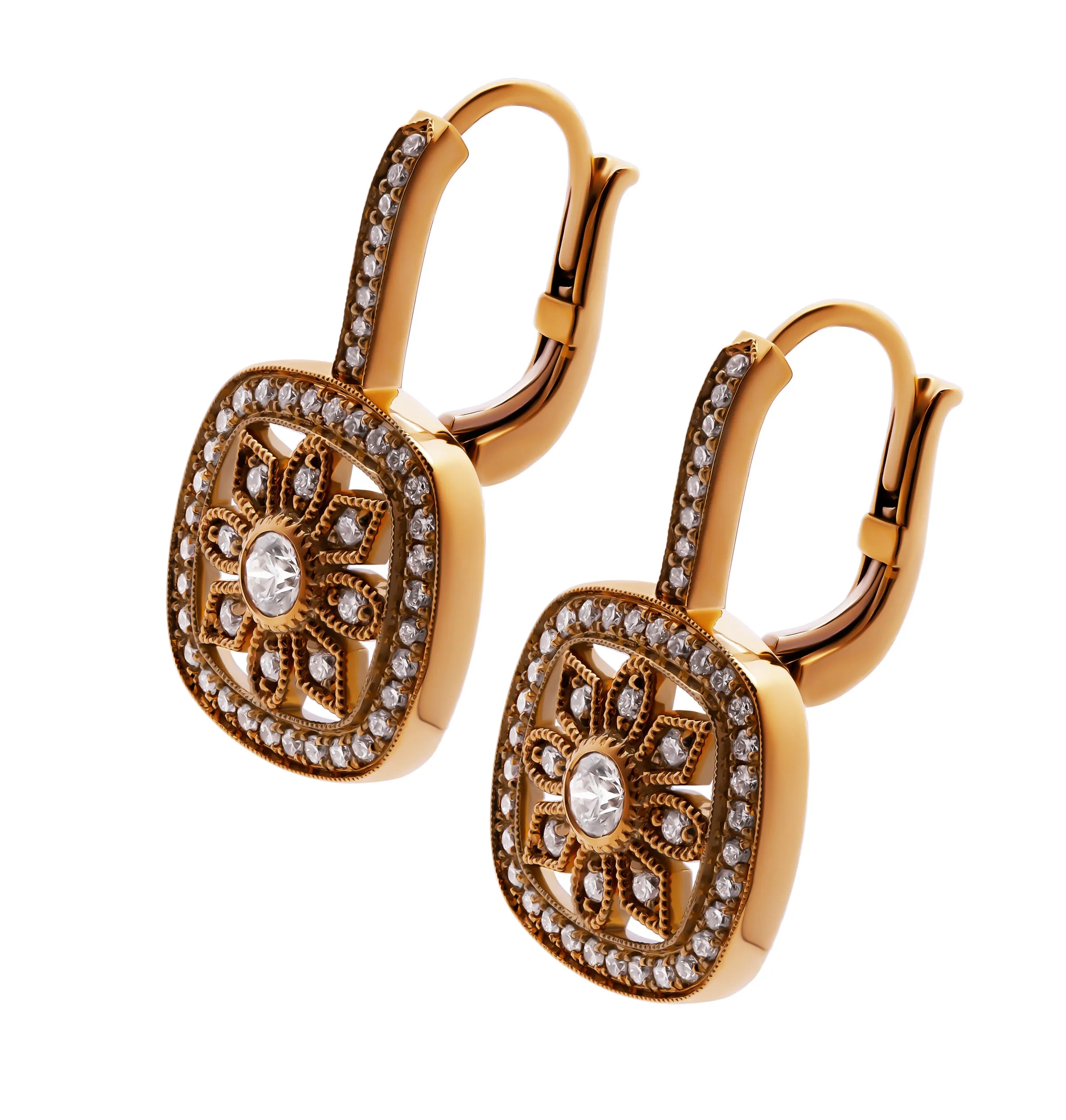 Earrings in 18K Rose Gold Art Deco Style