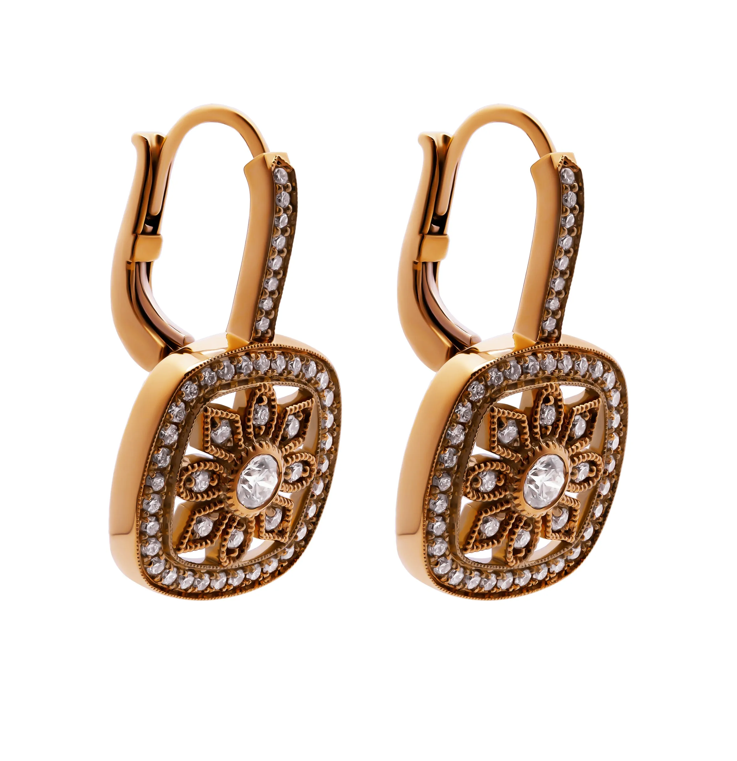 Earrings in 18K Rose Gold Art Deco Style