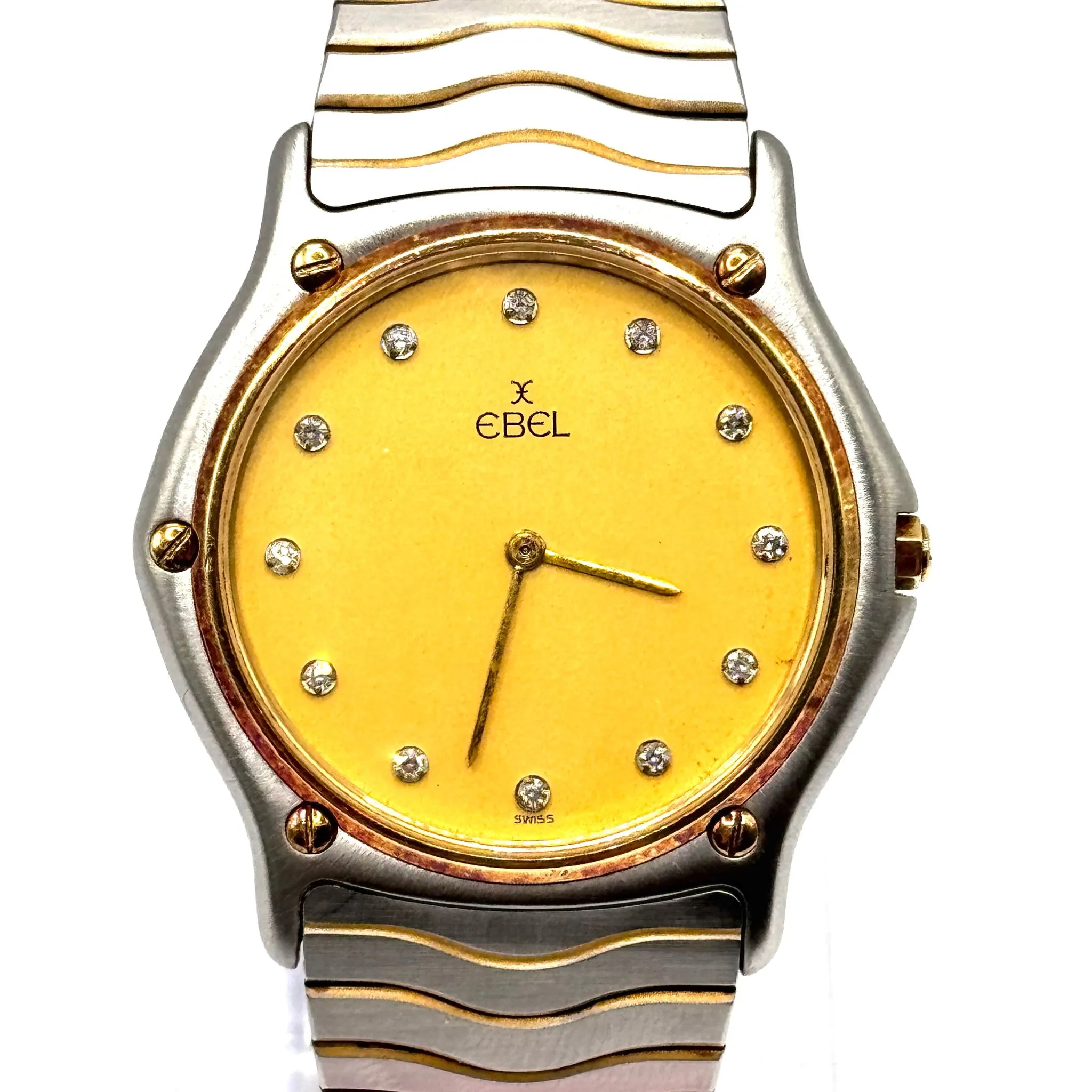 EBEL 181903 Classic Wave Quartz 18k Half Gold, Diamond Index Watch, 34mm