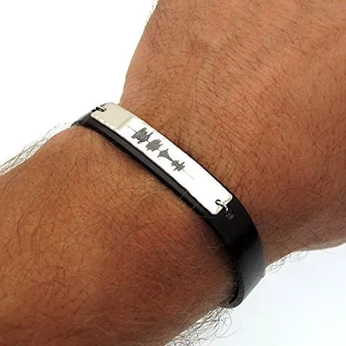 ECG Engraved Bracelet - Gift for doctor - Personalized Cuff