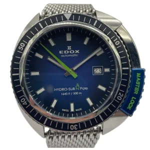 EDOX Hydro-Sub Diver 46mm Automatic Blue Dial Watch 80301