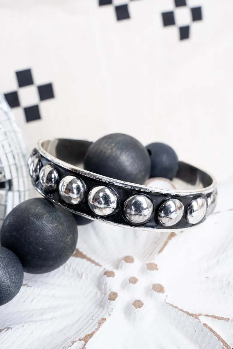 Effie Silvertone Studded Cuff Bracelet