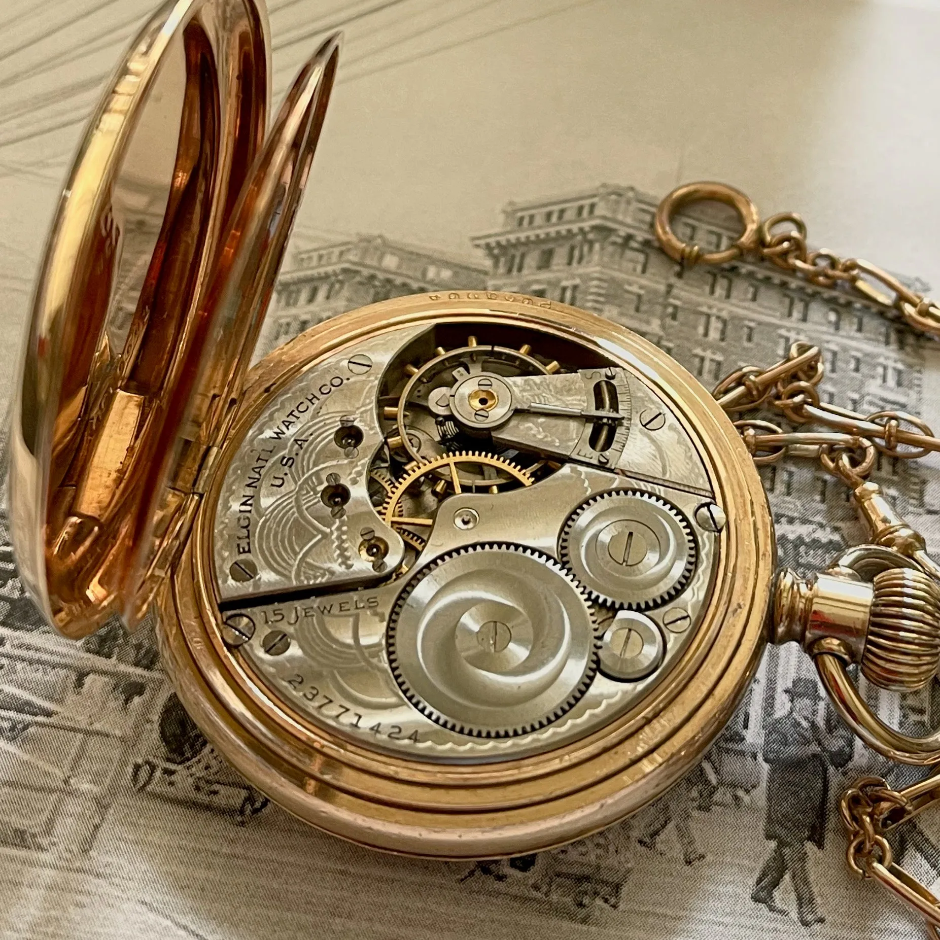 ELGIN POCKET WATCH AND CHAIN