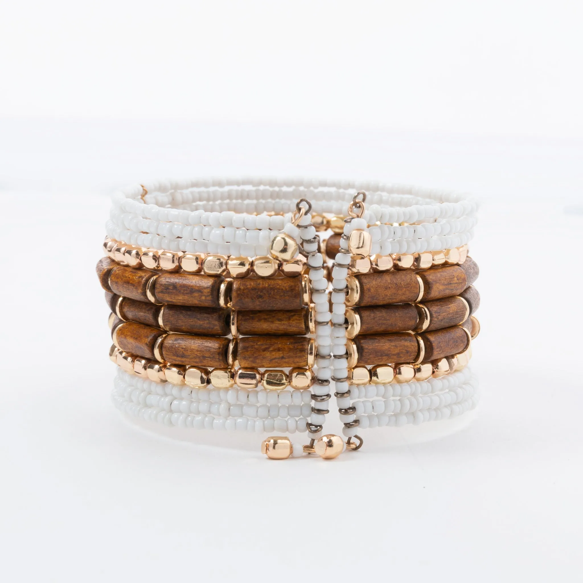 Ellison Wood And Bead Cuff Bracelet