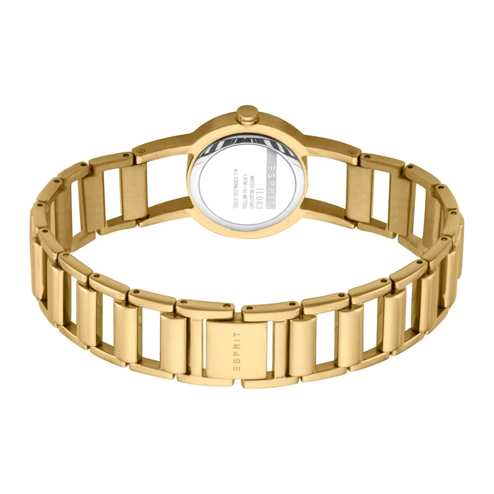 Esprit Ladies IP Gold Stainless Steel Watch Siver Dial & Metal Bracelet