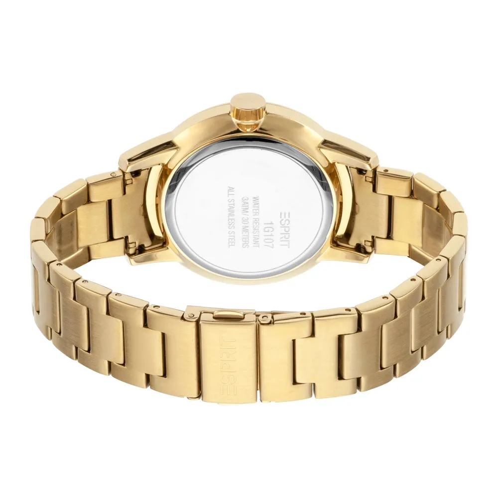 Esprit Men's IP Gold Watch Black Dial & Metal Bracelet