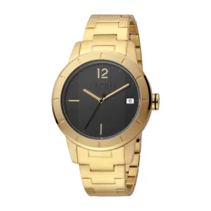 Esprit Men's IP Gold Watch Black Dial & Metal Bracelet