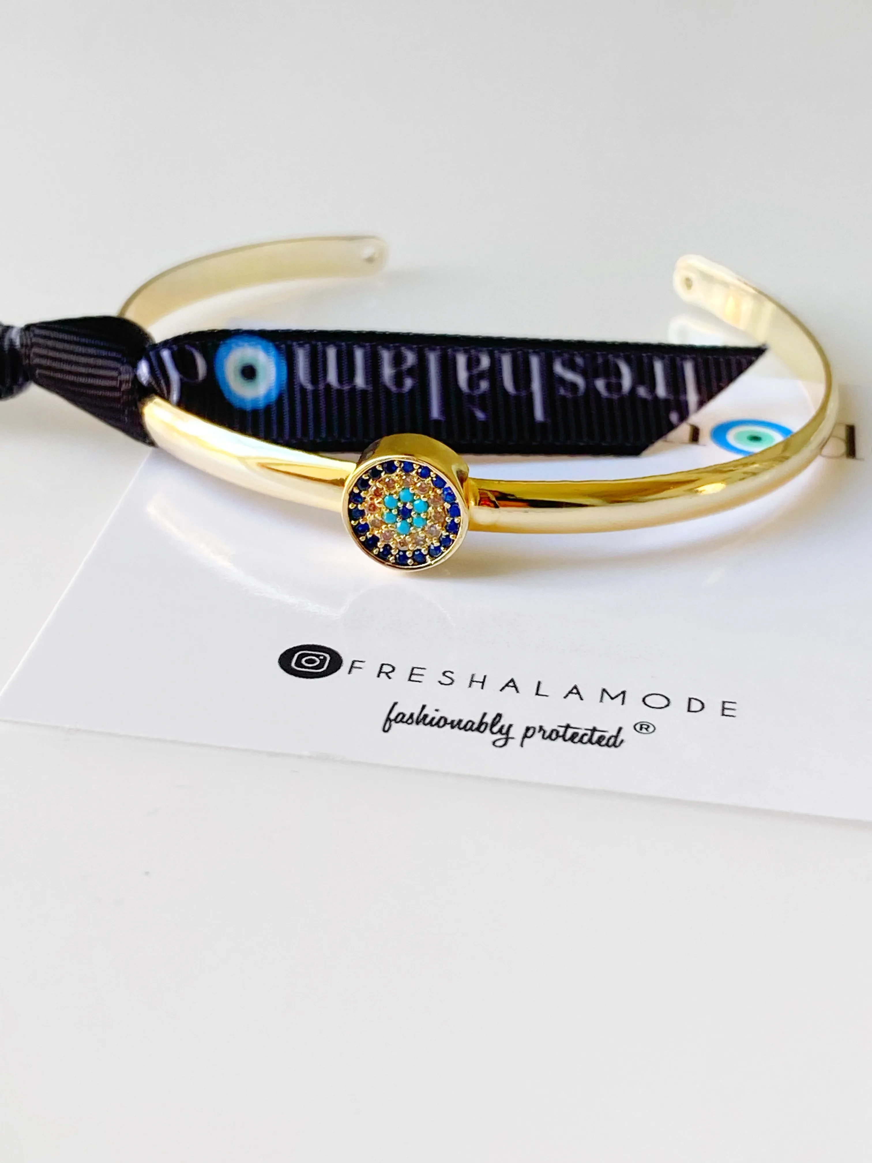 Evil Eye Dainty Bangle Cuff