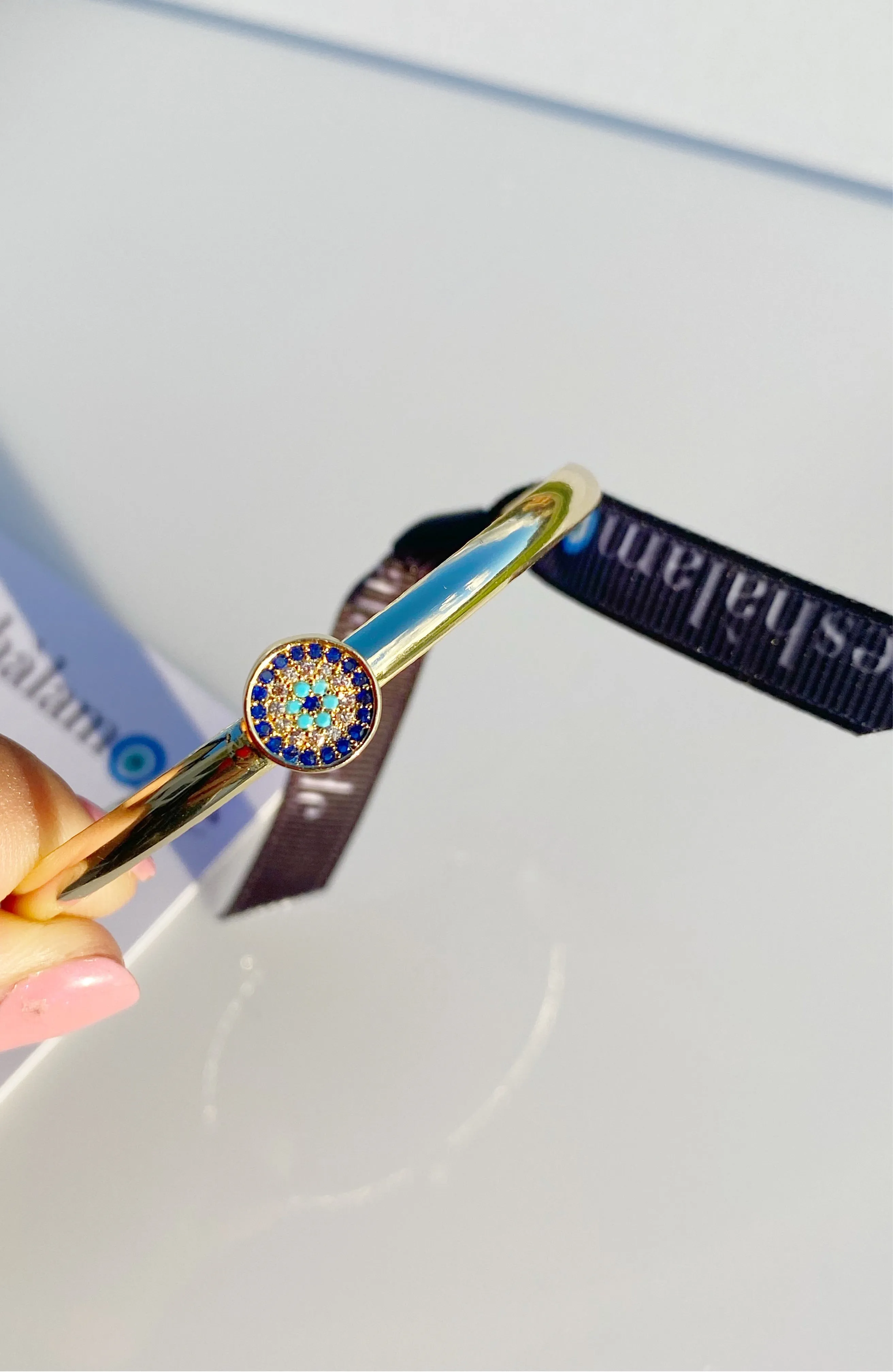 Evil Eye Dainty Bangle Cuff