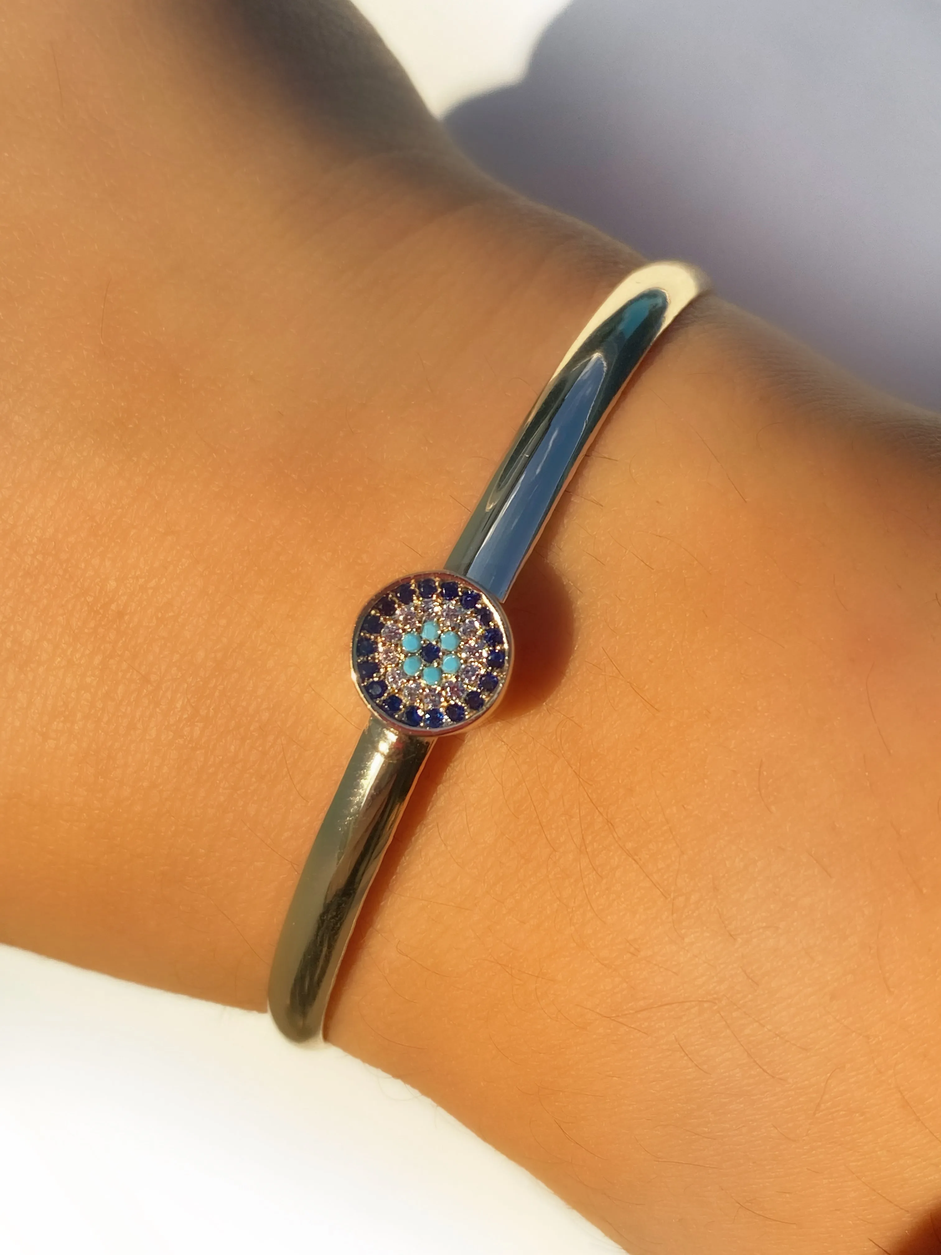 Evil Eye Dainty Bangle Cuff