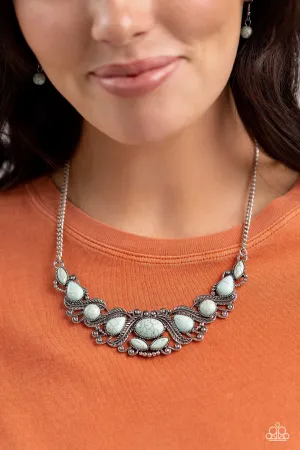 EYE Wish I May... - Blue - Stone Silver Feather Short Paparazzi Necklace