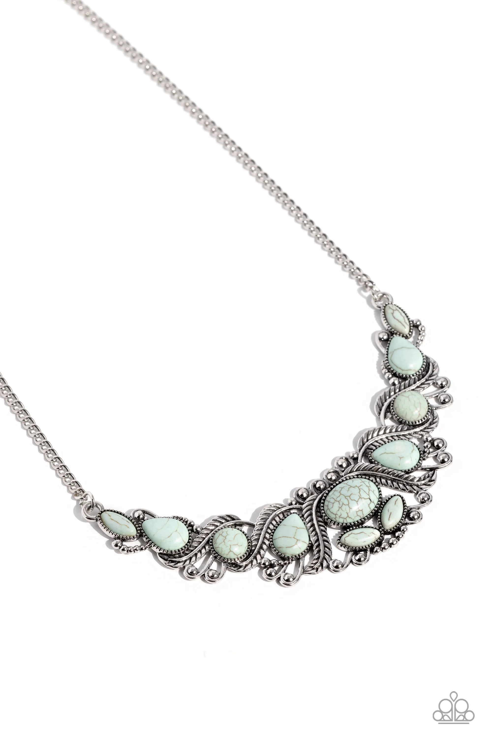 EYE Wish I May... - Blue - Stone Silver Feather Short Paparazzi Necklace