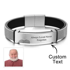 Father's Day Gift Engraved Titanium Steel Bracelets Men and Women Photo Bracelet