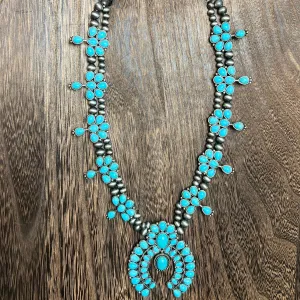 Faux Turquoise Squash Necklace - Blue