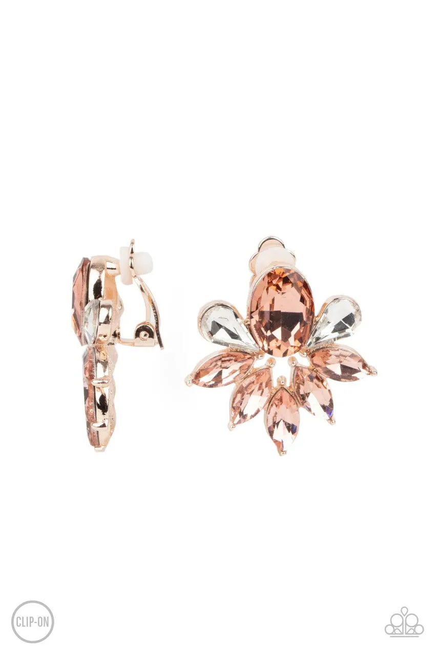 Fearless Finesse Rose Gold Clip-On Paparazzi Earrings