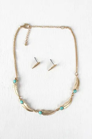 Feather Chain Marble Necklace