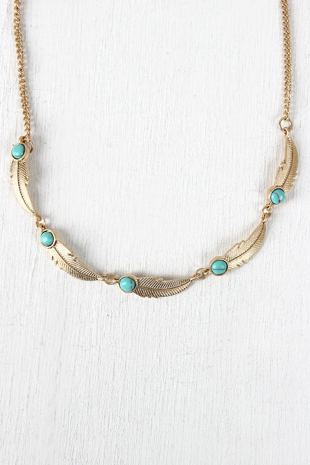 Feather Chain Marble Necklace