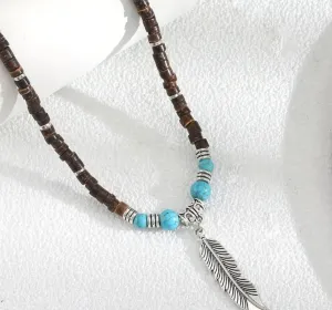 Feather Coconut Shell Necklace