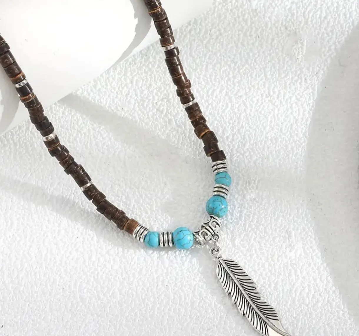 Feather Coconut Shell Necklace