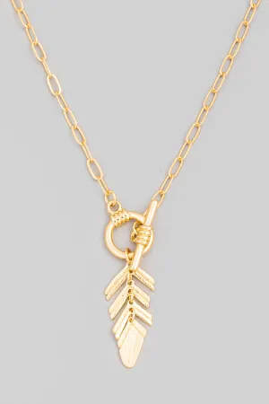 Feather Metallic Chain Necklace