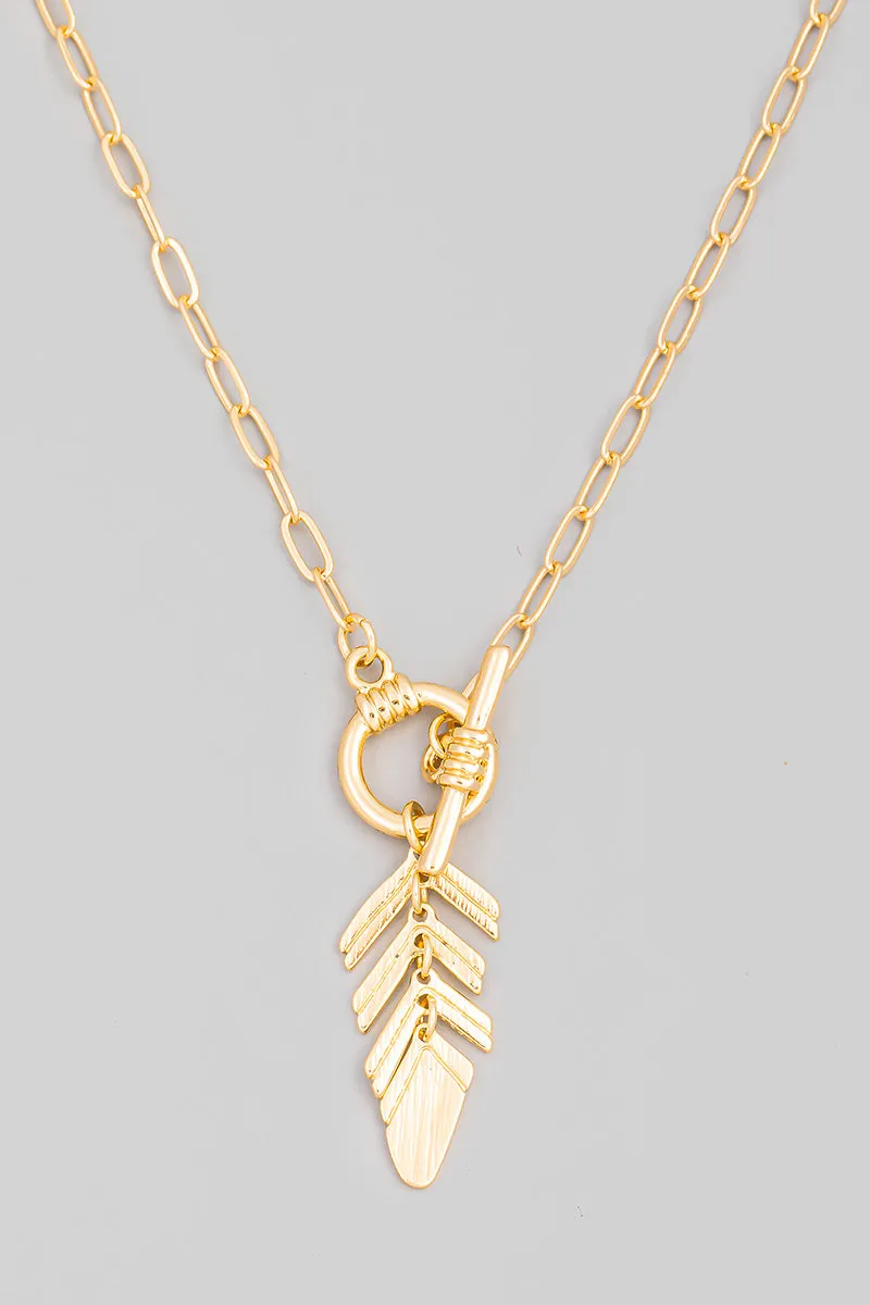 Feather Metallic Chain Necklace