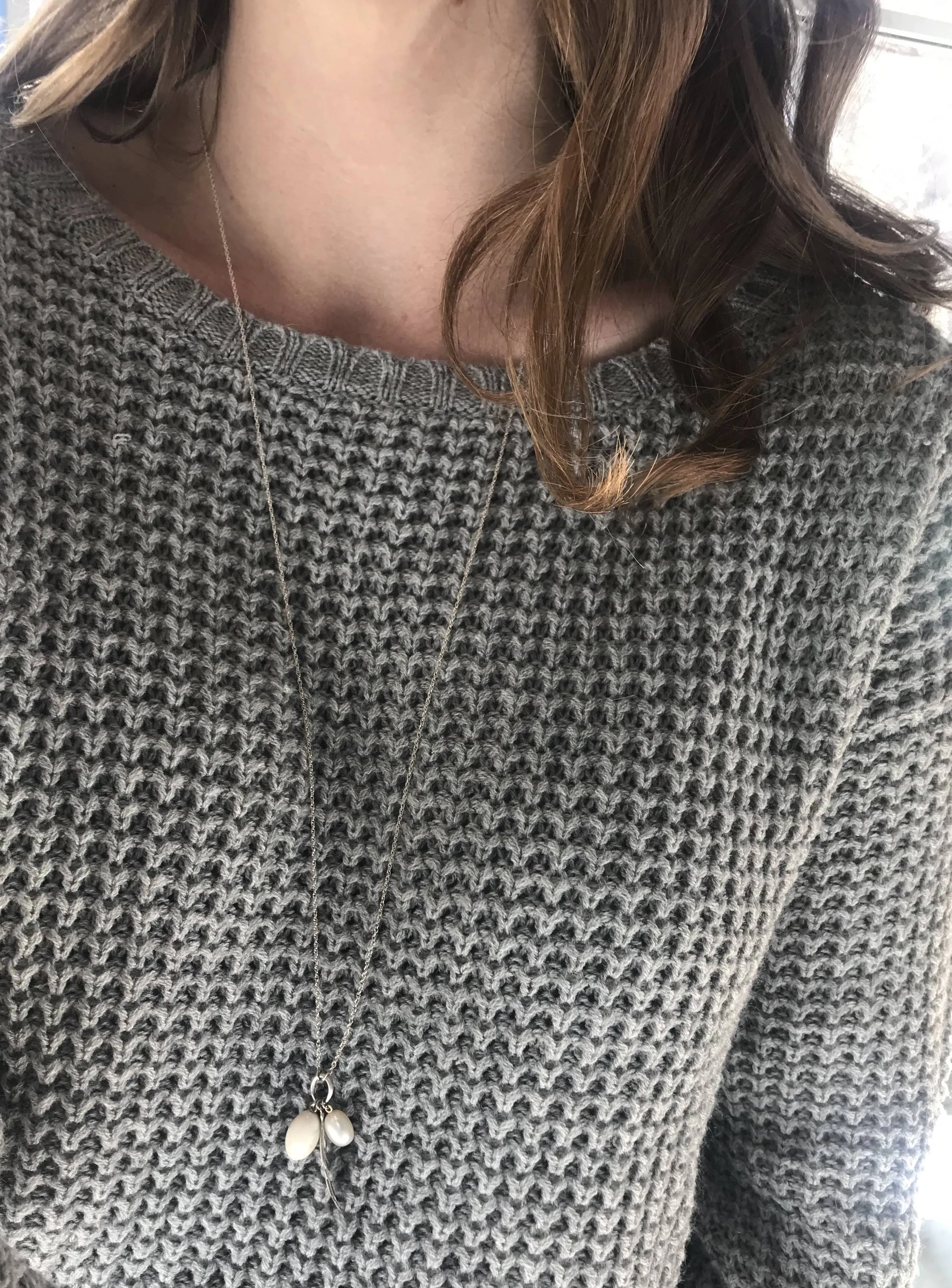 Feather, Pearl and Mammoth Ivory Scavenger Necklace