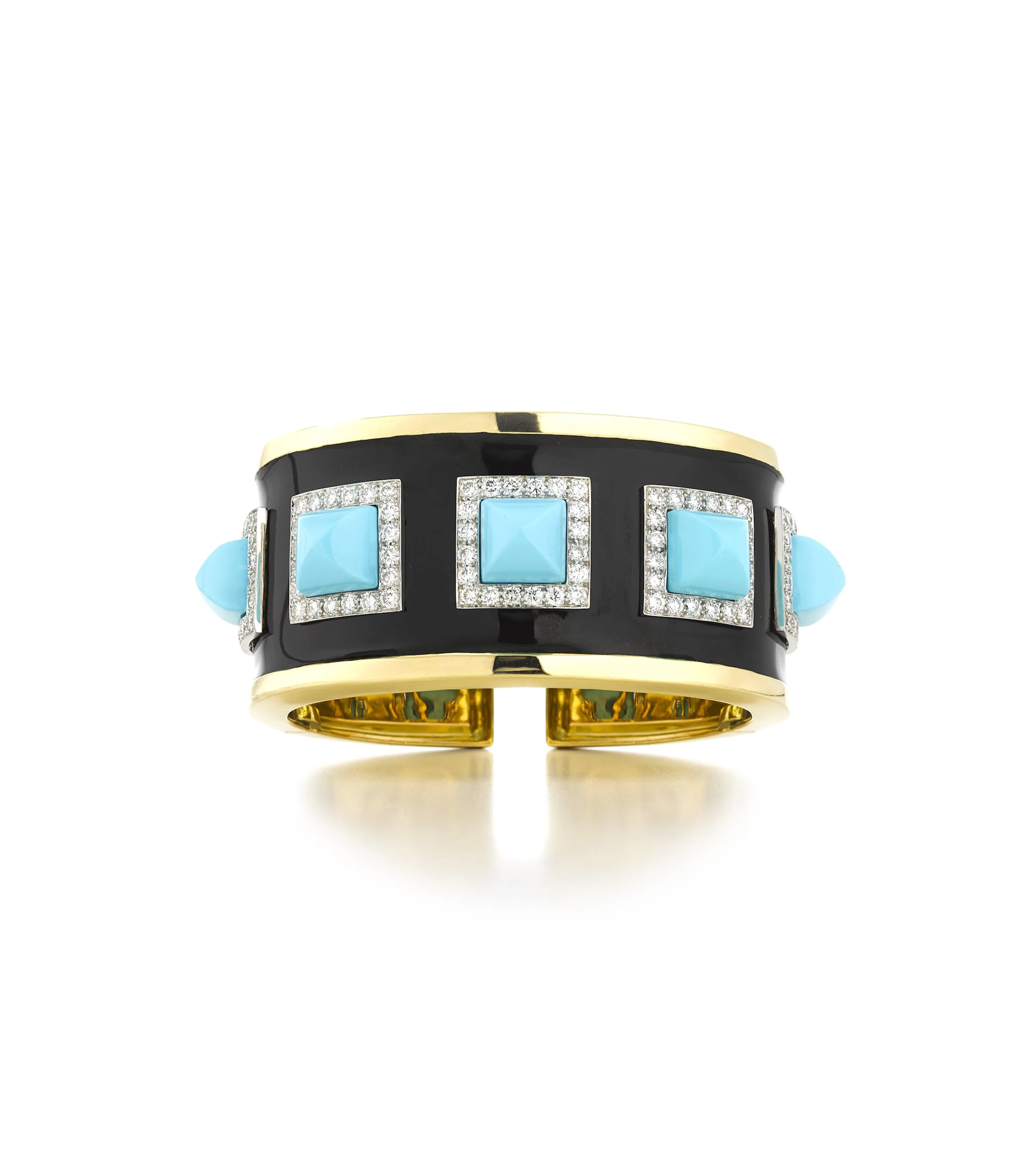 Five Stone Bastille Cuff, Turquoise, Black Enamel