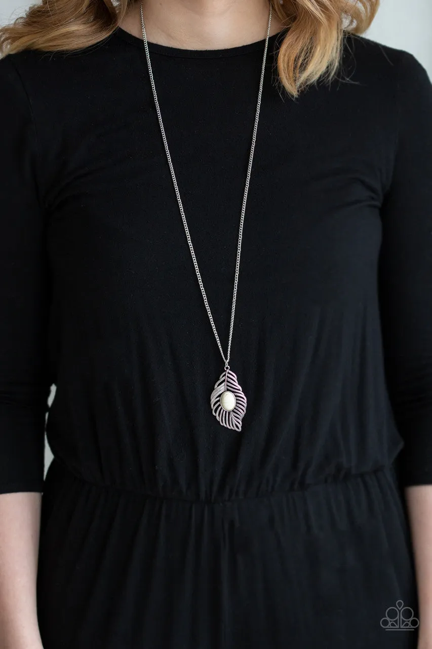 Flight Path White Paparazzi Necklace