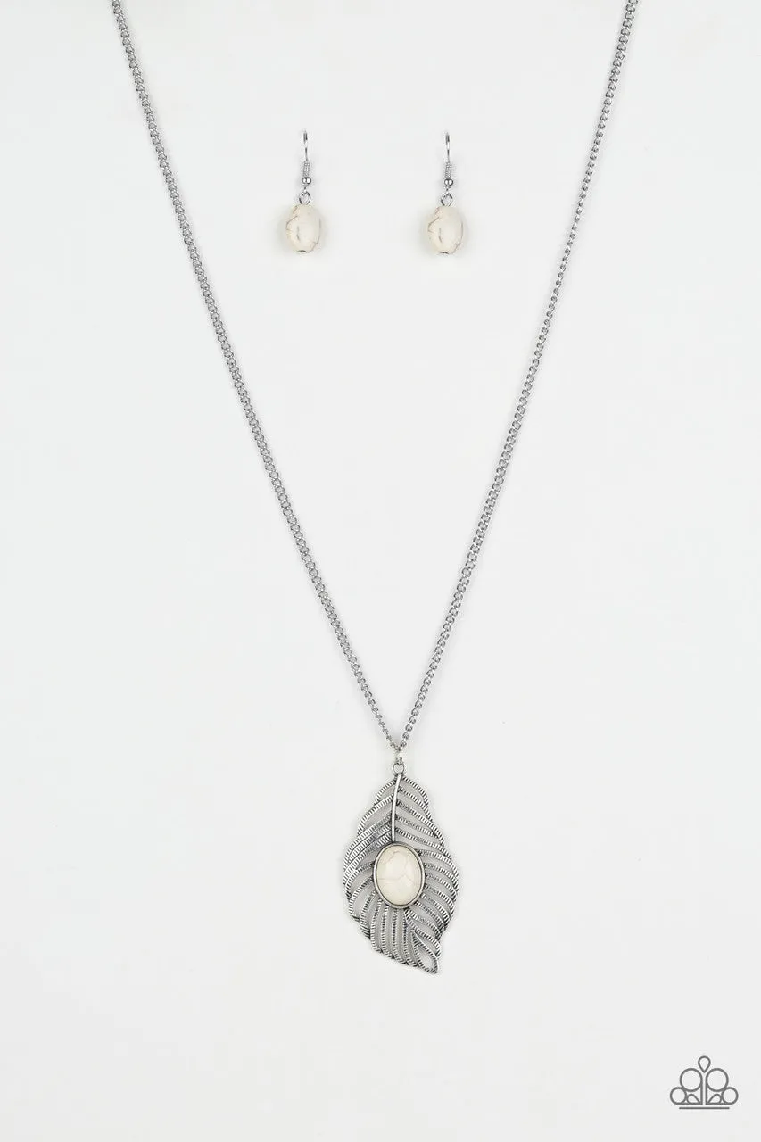 Flight Path White Paparazzi Necklace