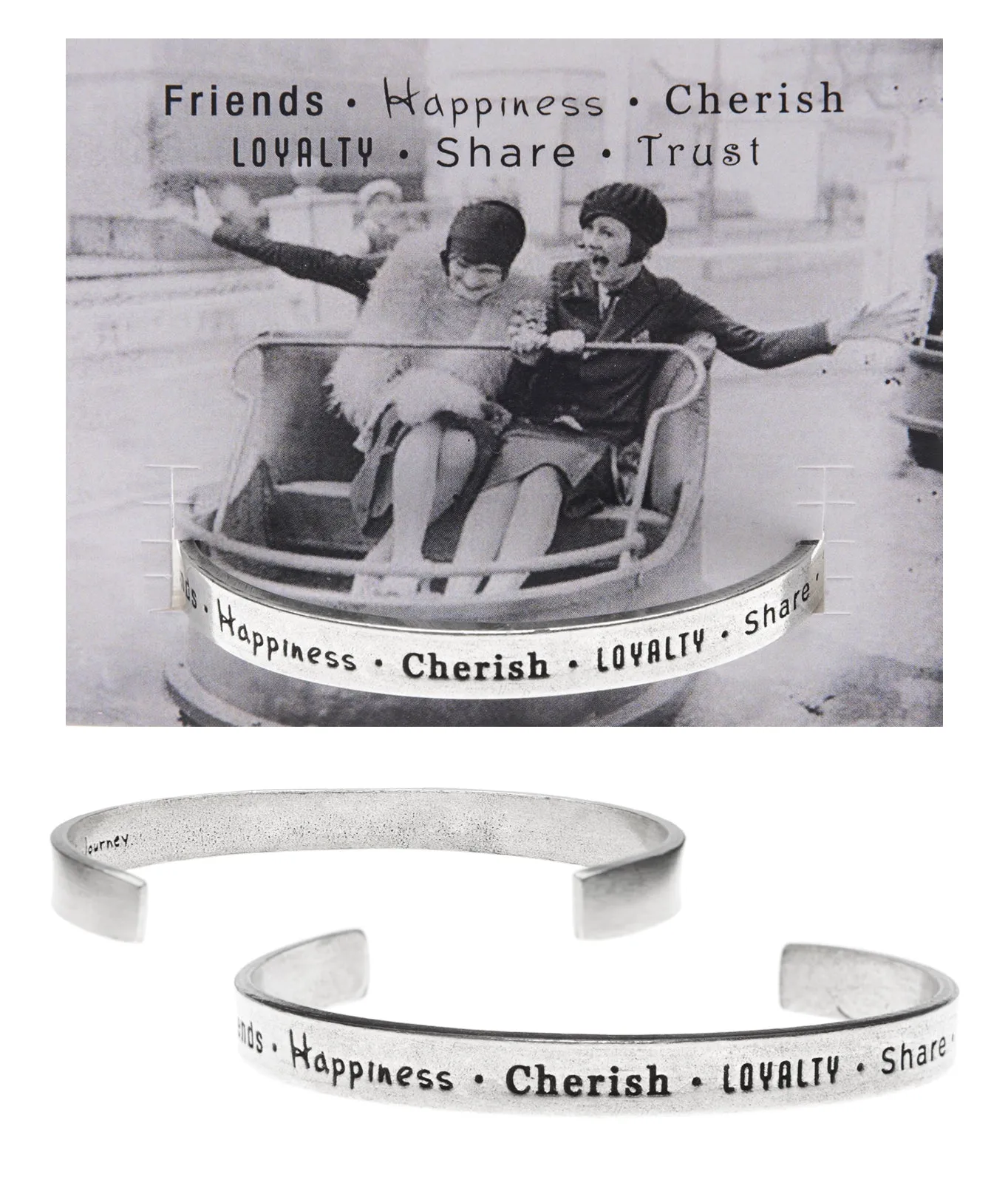 Friends-Happiness-Cherish Loyalty Share Trust Quotable Cuff Bracelet