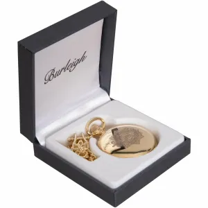 Full Hunter Pocket Watch with RLC Cap Badge, Chain - GP - Boxed - Quartz Battery