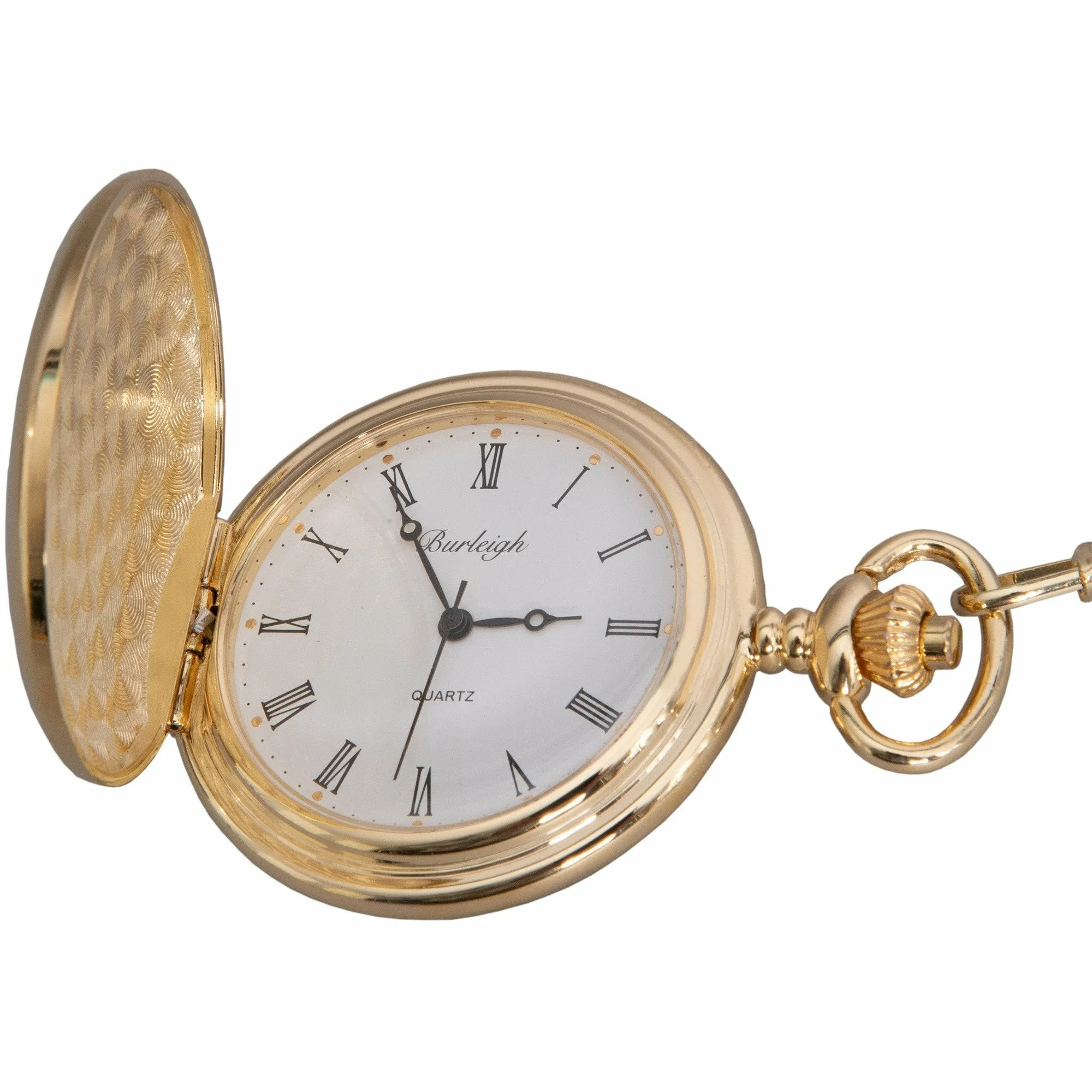 Full Hunter Pocket Watch with RLC Cap Badge, Chain - GP - Boxed - Quartz Battery
