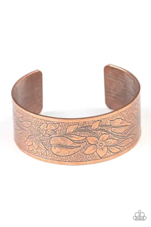 Garden Variety  - Copper - Etched Flower Paparazzi Cuff Bracelet