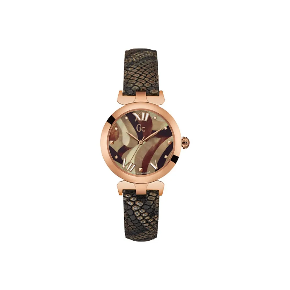 Gc Ladies Ladybelle Collection Watch IP Rose Gold Case With Leather Strap