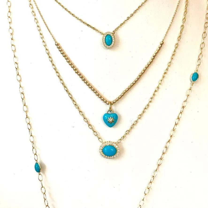 Gemset Necklace in Turquoise and Diamond