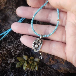 Gemstone Charm Necklace ~ Turquoise, Tourmaline, Garnet, Moonstone
