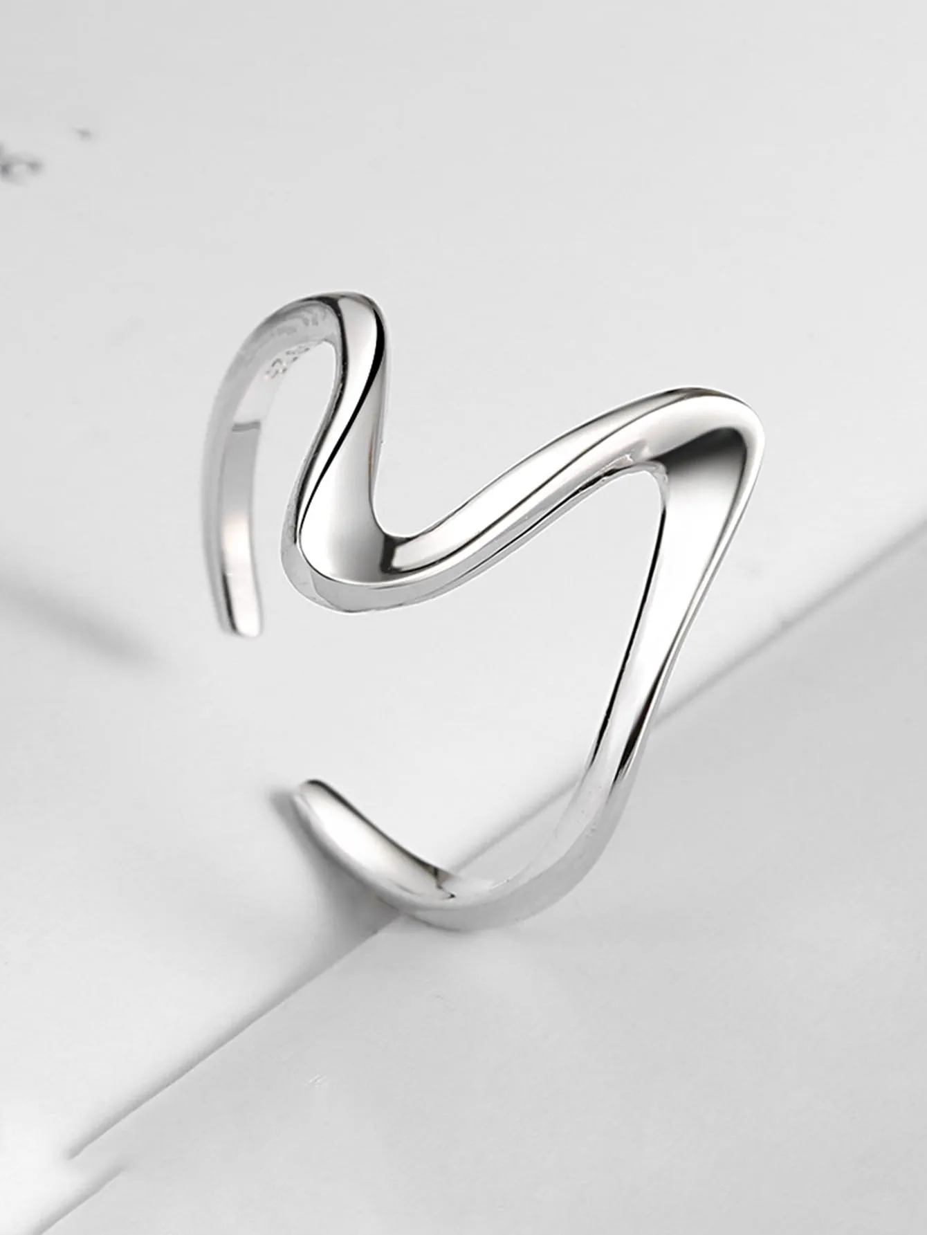Geo Design Silver Cuff Ring