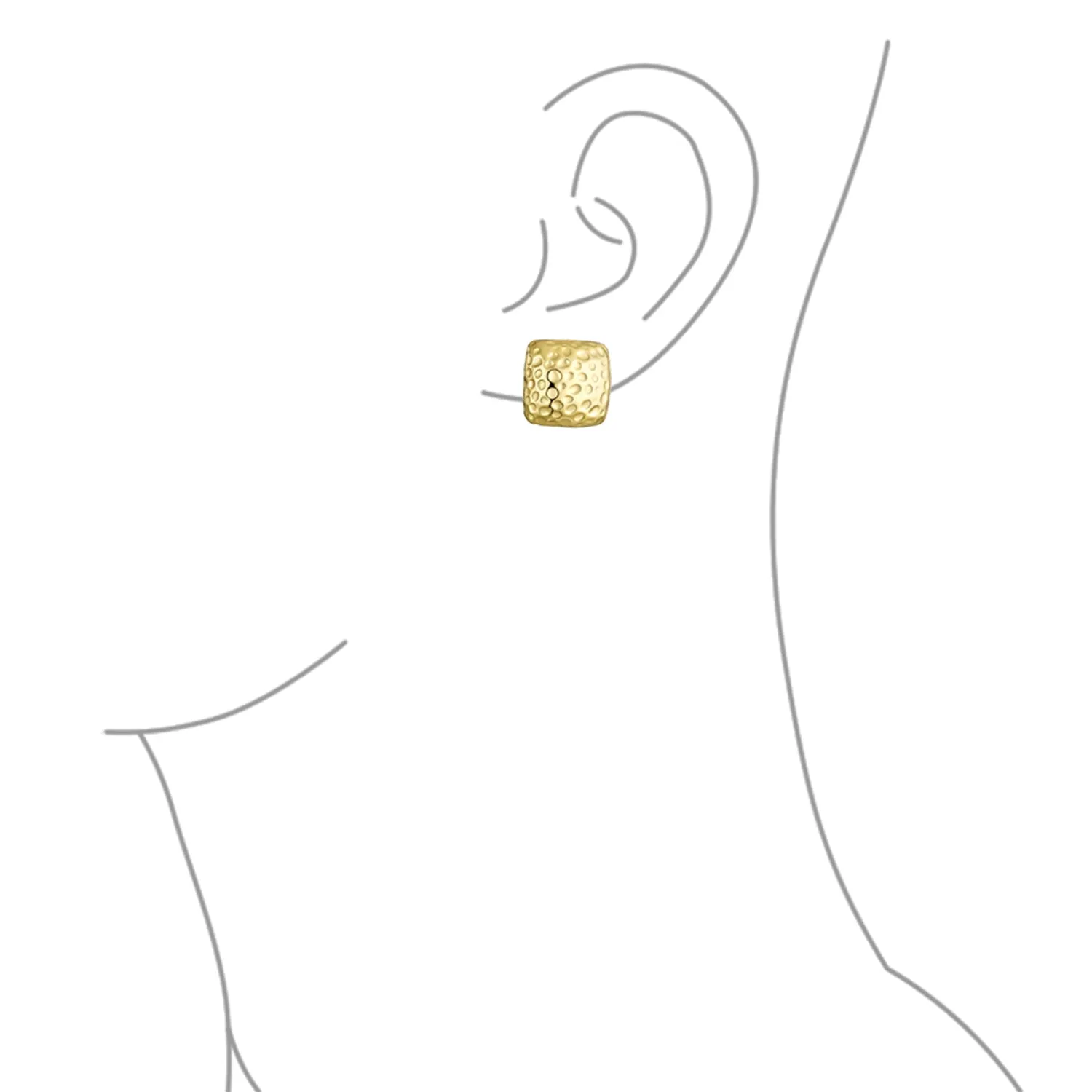 Geometric Hammered Square Clip-On Earrings for Non-Pierced Ears SilverGold