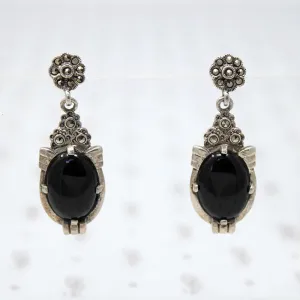 Glossy Onyx Art Deco Revival Earrings