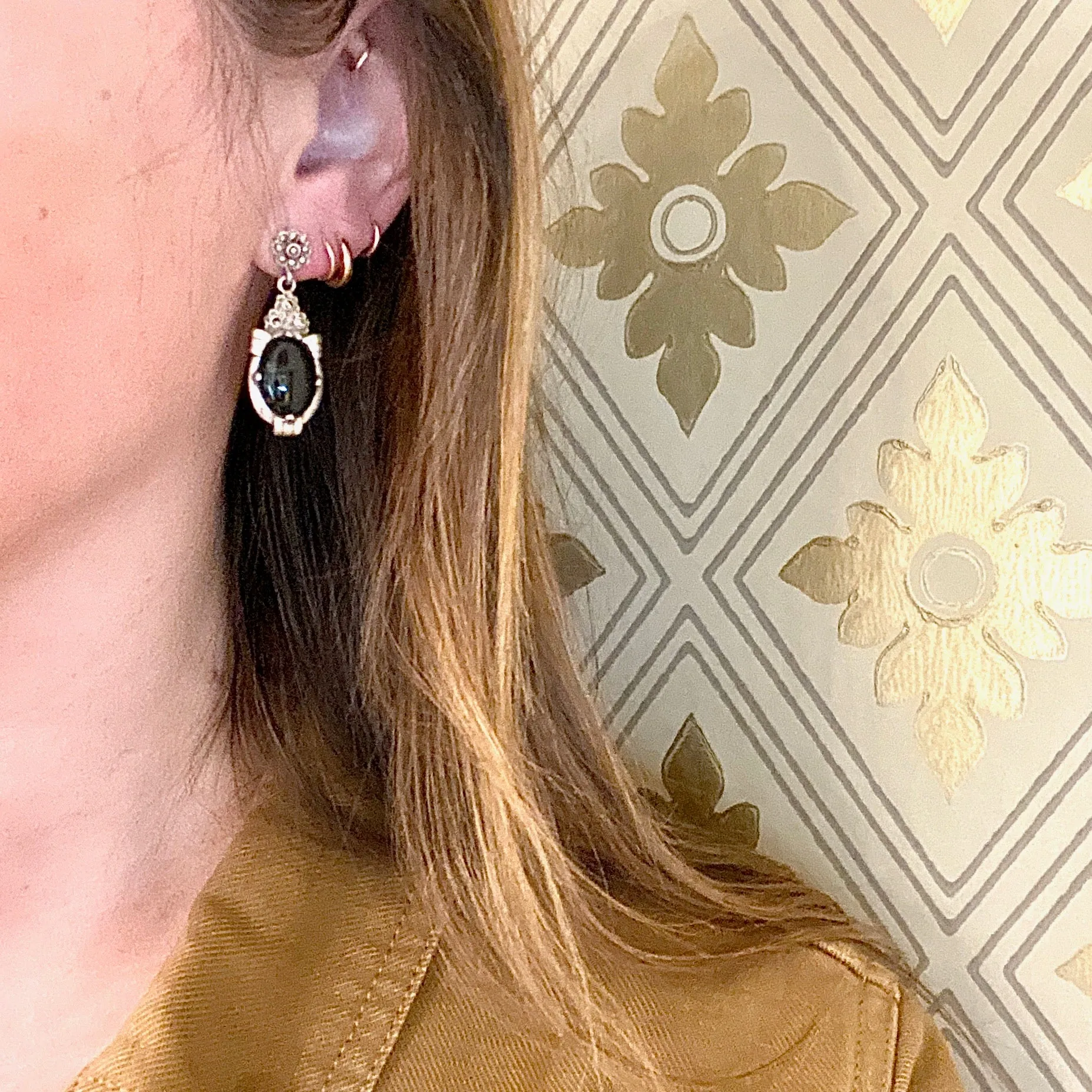 Glossy Onyx Art Deco Revival Earrings