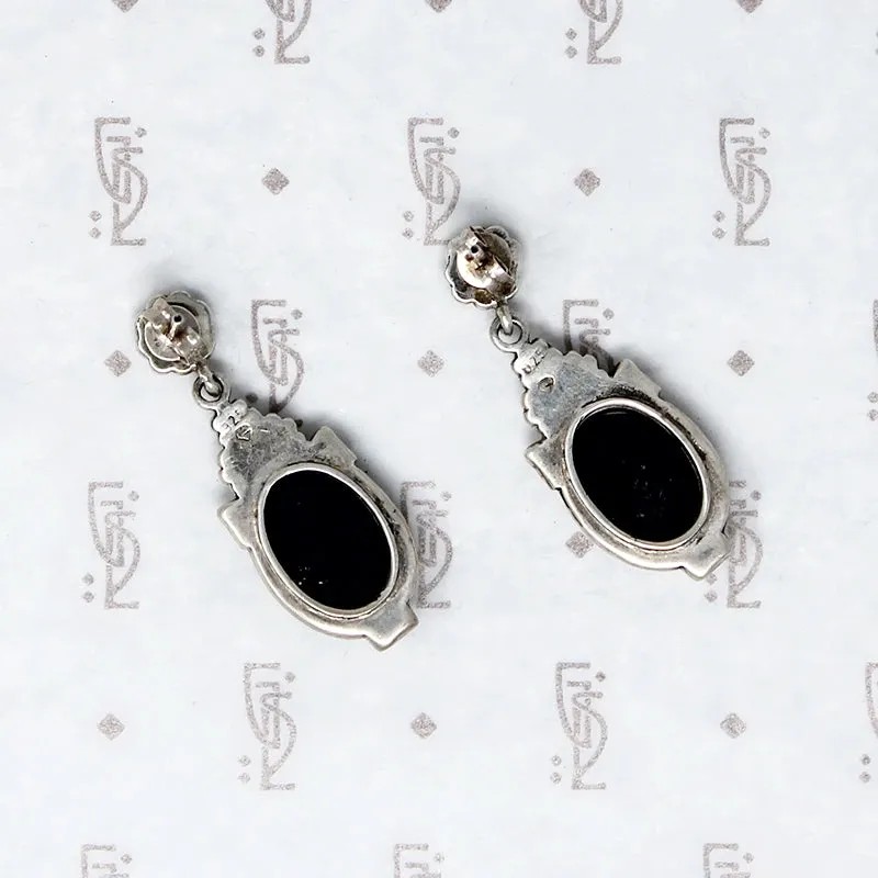Glossy Onyx Art Deco Revival Earrings