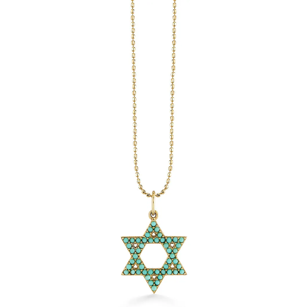 Gold & Turquoise Star Of David Charm