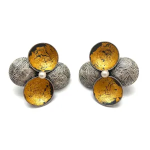 Gold and Pearl Clip On Earrings