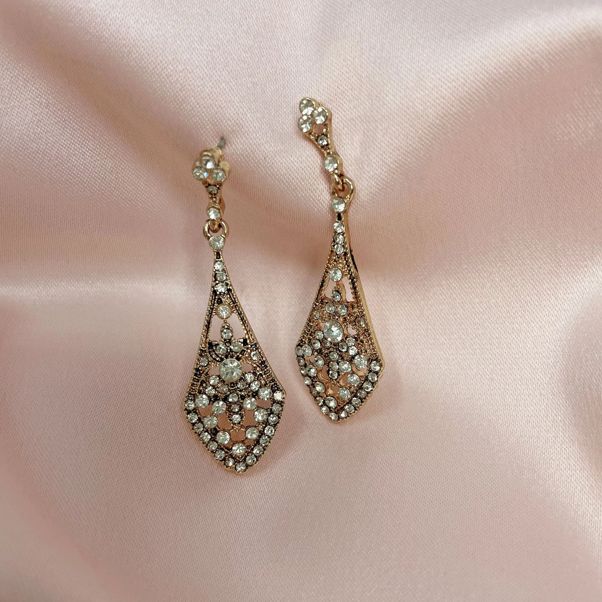 Gold Art Deco earrings and Necklace Jewellery Gift Set: £12 Gift Box is FREE