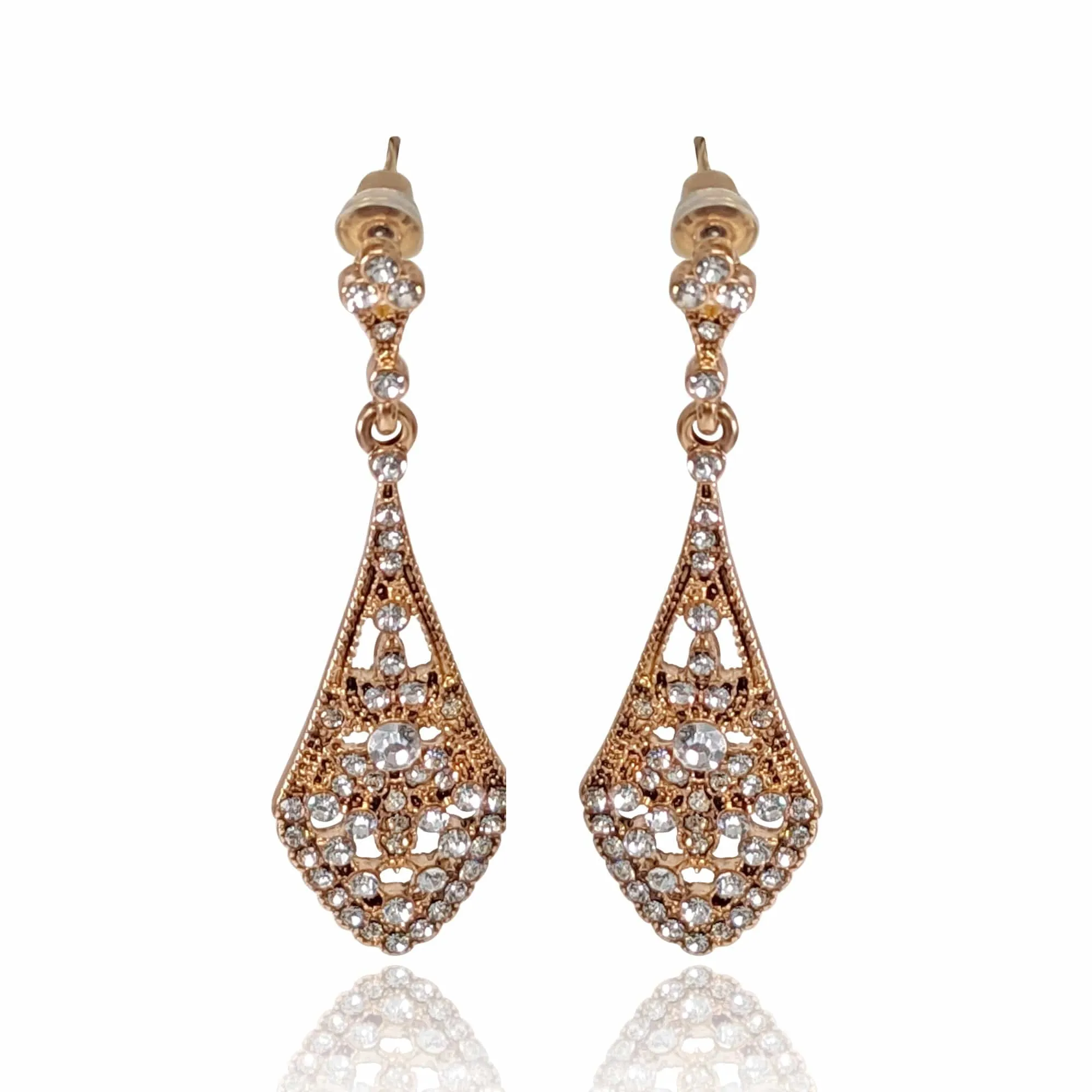 Gold Art Deco earrings and Necklace Jewellery Gift Set: £12 Gift Box is FREE