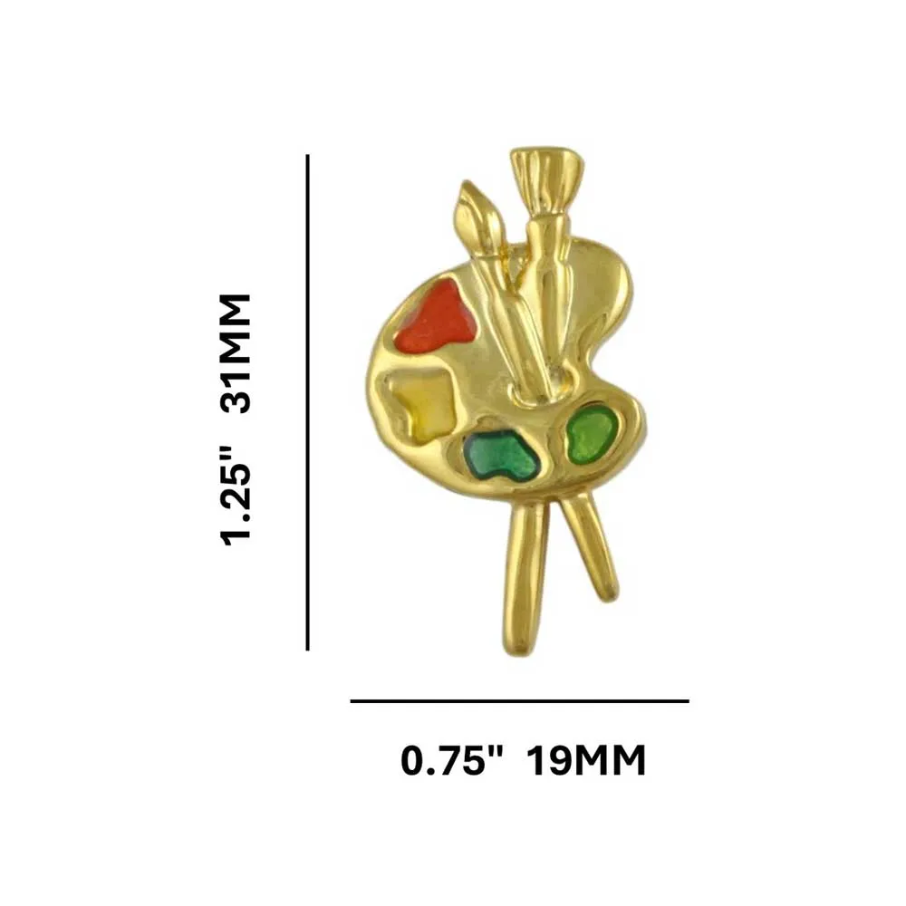 Gold Artist Palette with Colorful Paint Blobs Clip Earring - PRF908E