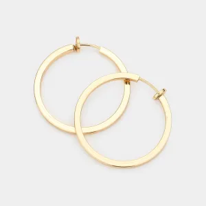 Gold Metal Hoop Clip on Earrings | 1.25" | 369860