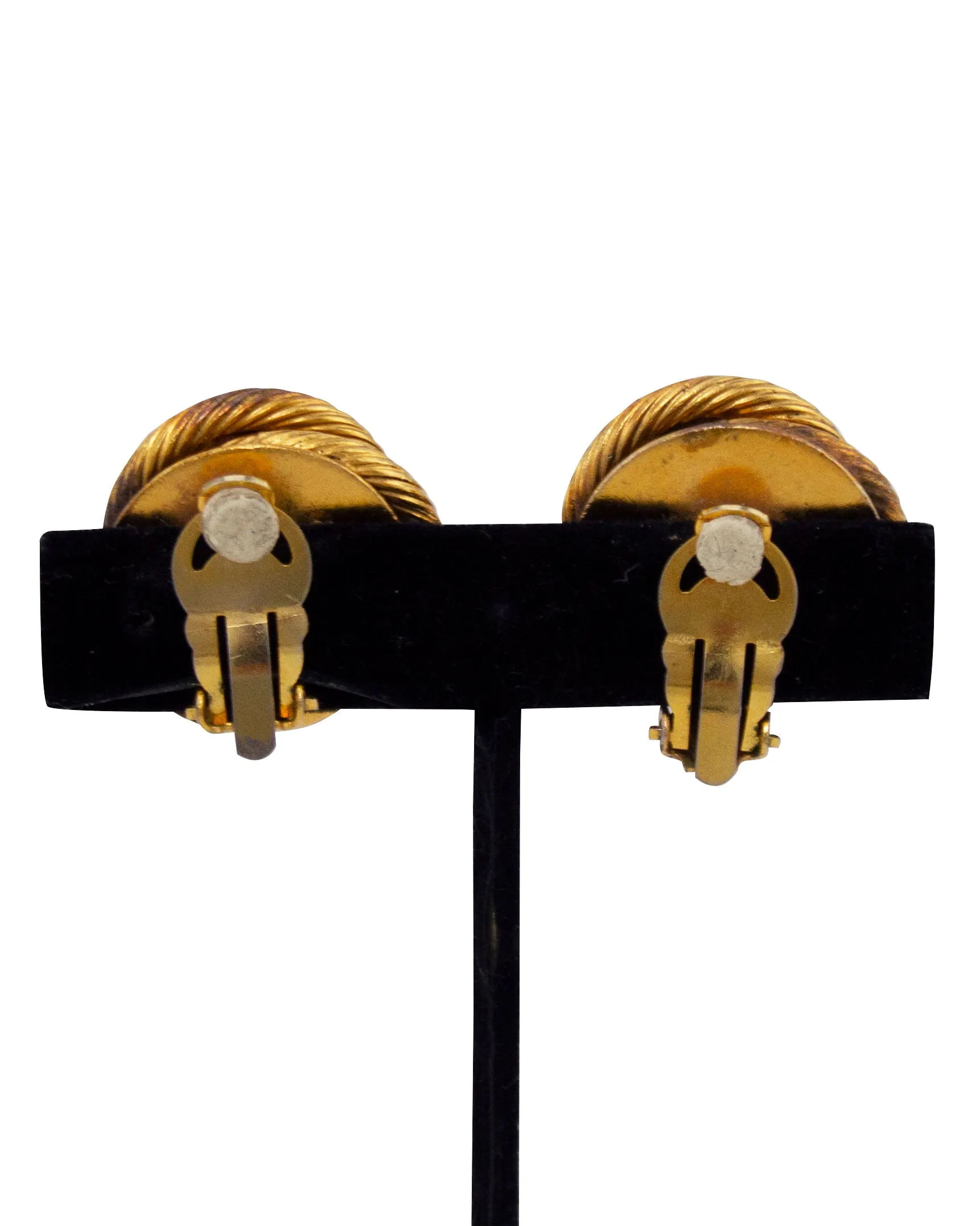 Gold, Pearl and Rhinestone Clip On Earrings